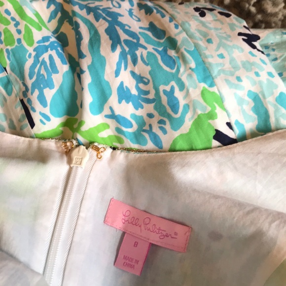 Lilly Pulitzer floral print gold neck line dress - Picture 3 of 3